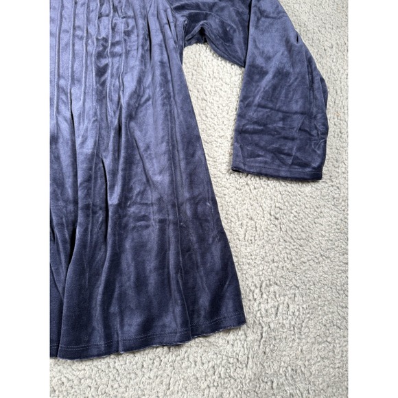 Woman Within Velvet Tunic Top Womens 2X 26 28 Blue Button Front Stretch Soft - Picture 5 of 12